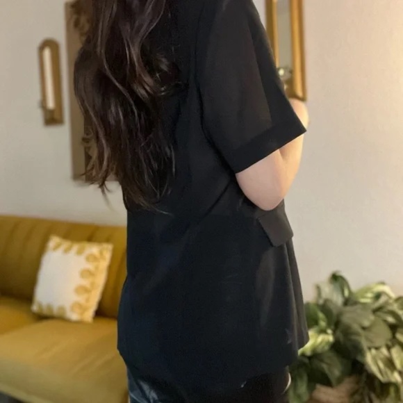 Vintage Black Short Sleeve Sheer Blazer Sz M/L - Picture 5 of 5